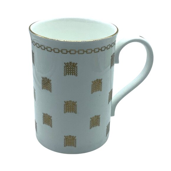 Vtg House Of Commons U.K. Portcullis Fine Bone China Mug Gold Accents England 4" - Picture 1 of 6